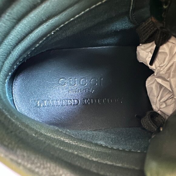 Limited Edition GUCCI Signature WEB Burnish Leather SNEAKERS Size 7.5 G | 8.5 US - Picture 11 of 16